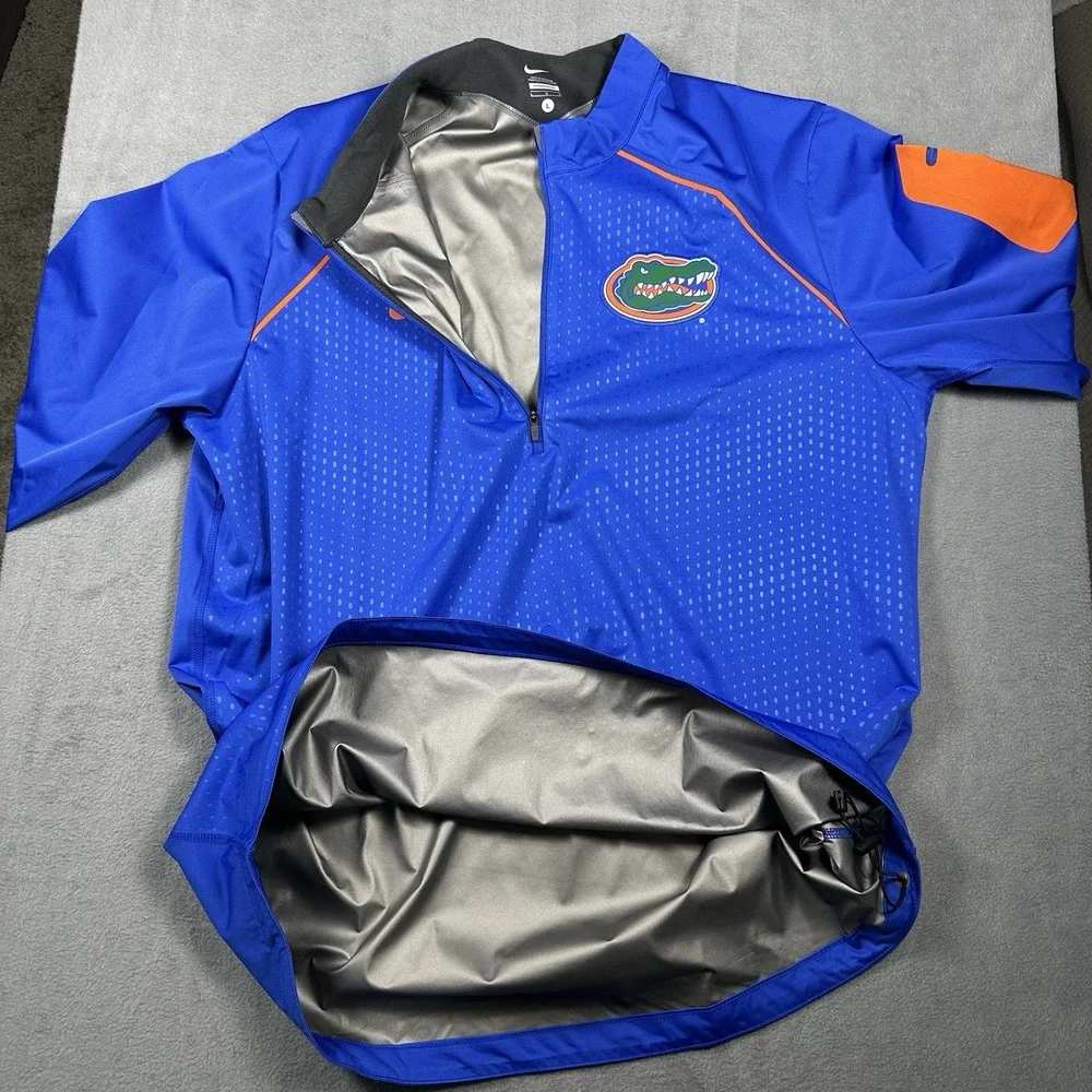 Nike Florida Gators 1/4 Zip Pullover Jacket Blue Orange NCAA Men's L Insulated